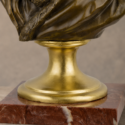 Buste en bronze patiné Rembrandt sur socle en marbre, vue 6