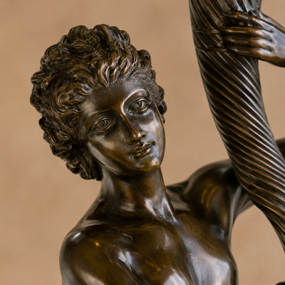 Candélabre à treize lumières en bronze et marbre vert, vue 2