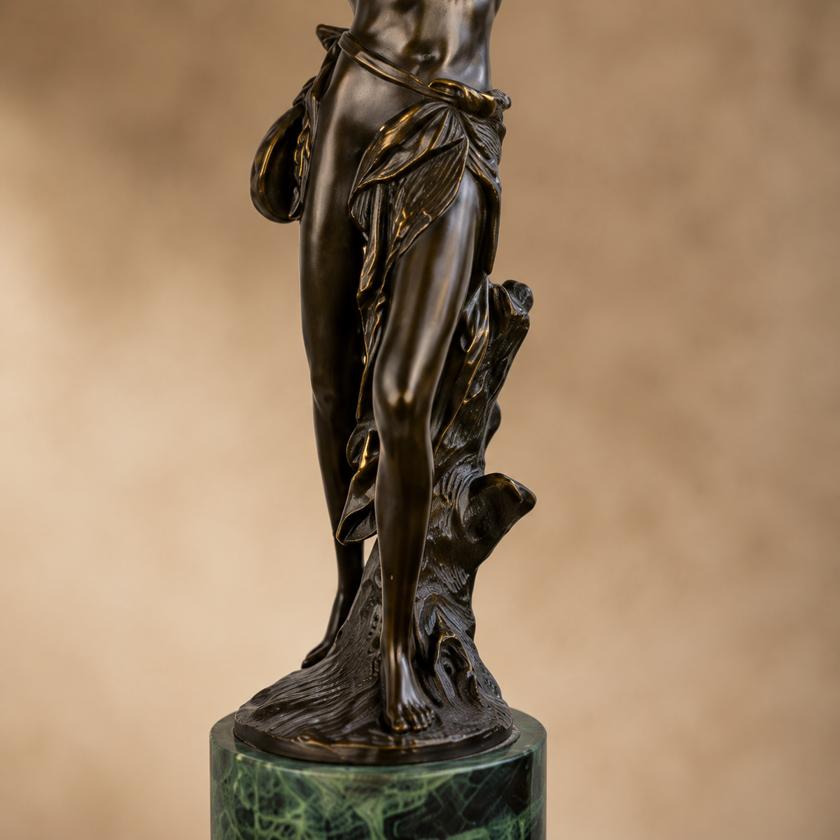 Candélabre à treize lumières en bronze et marbre vert, vue 5