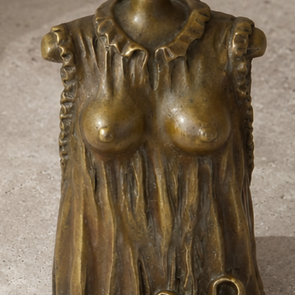 Cloche de table en bronze à décor de femme drapée dénudée, vue 4