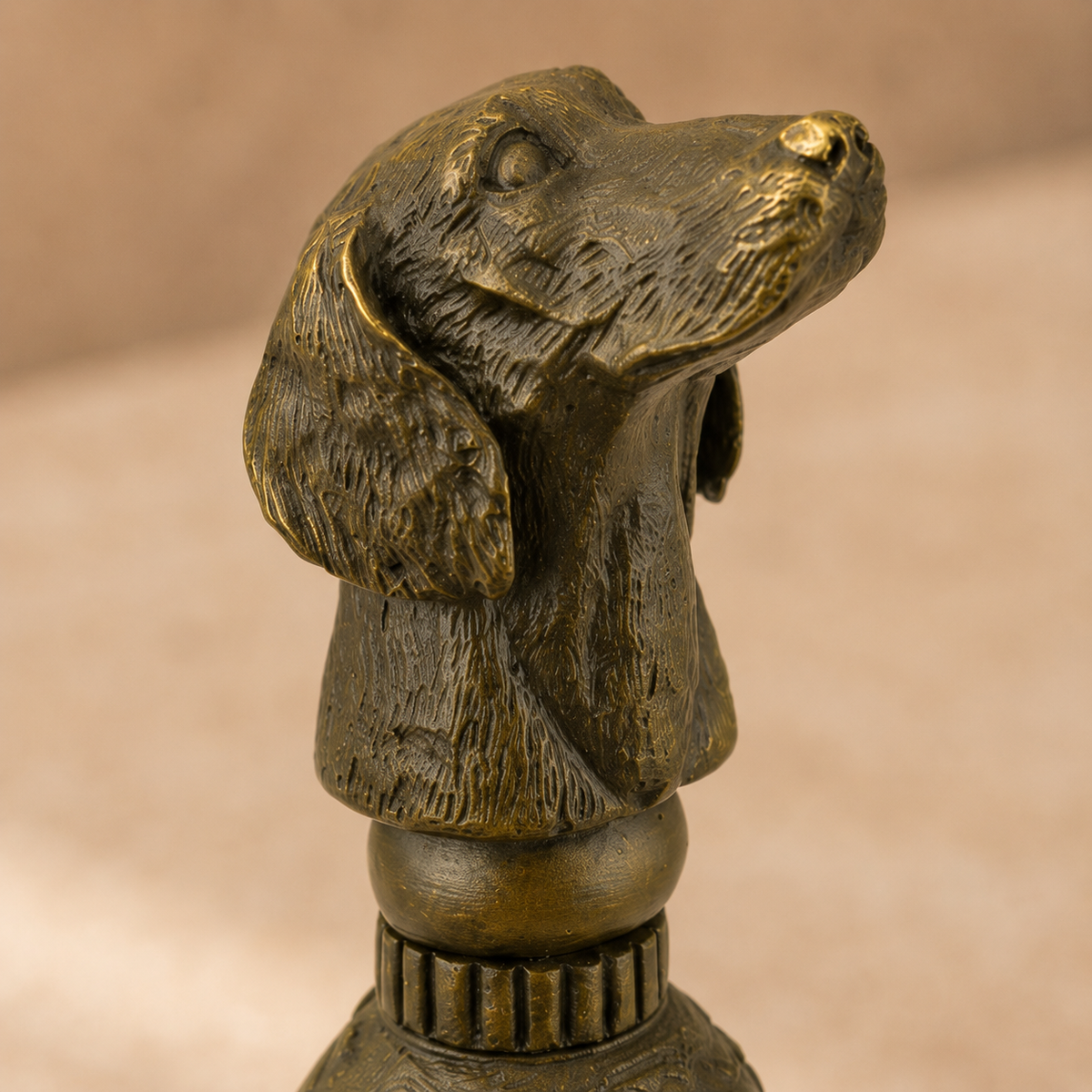Clochette de table en bronze à tête de chien de chasse, vue 4