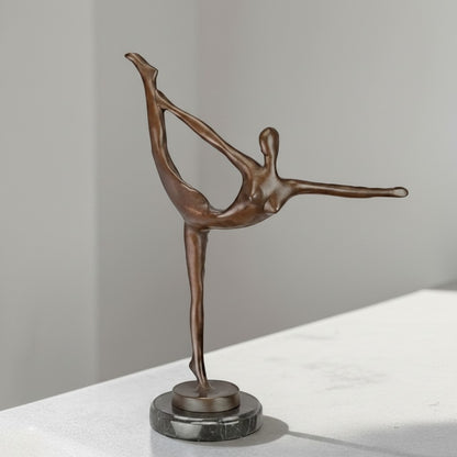 Sculpture bronze danseuse en arabesque sur socle marbre