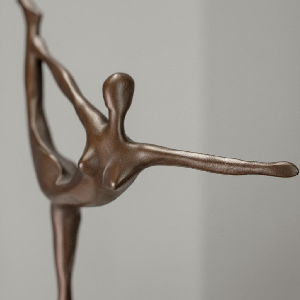 Sculpture bronze danseuse en arabesque sur socle marbre, vue 3