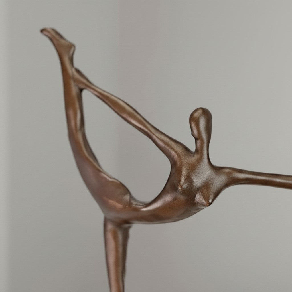 Sculpture bronze danseuse en arabesque sur socle marbre, vue 4