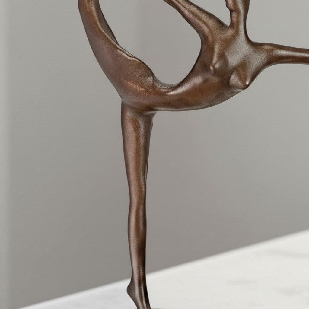 Sculpture bronze danseuse en arabesque sur socle marbre, vue 5