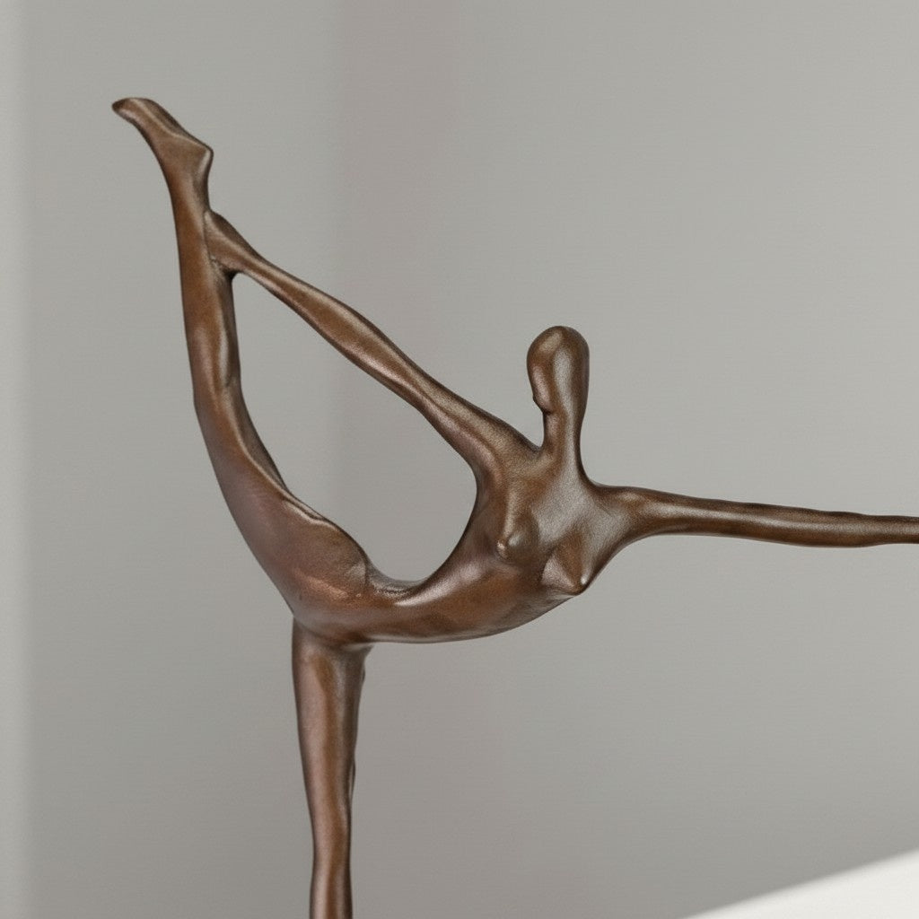 Sculpture bronze danseuse en arabesque sur socle marbre, vue 6