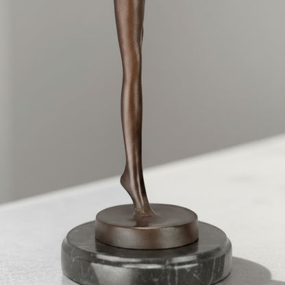 Sculpture bronze danseuse en arabesque sur socle marbre, vue 7