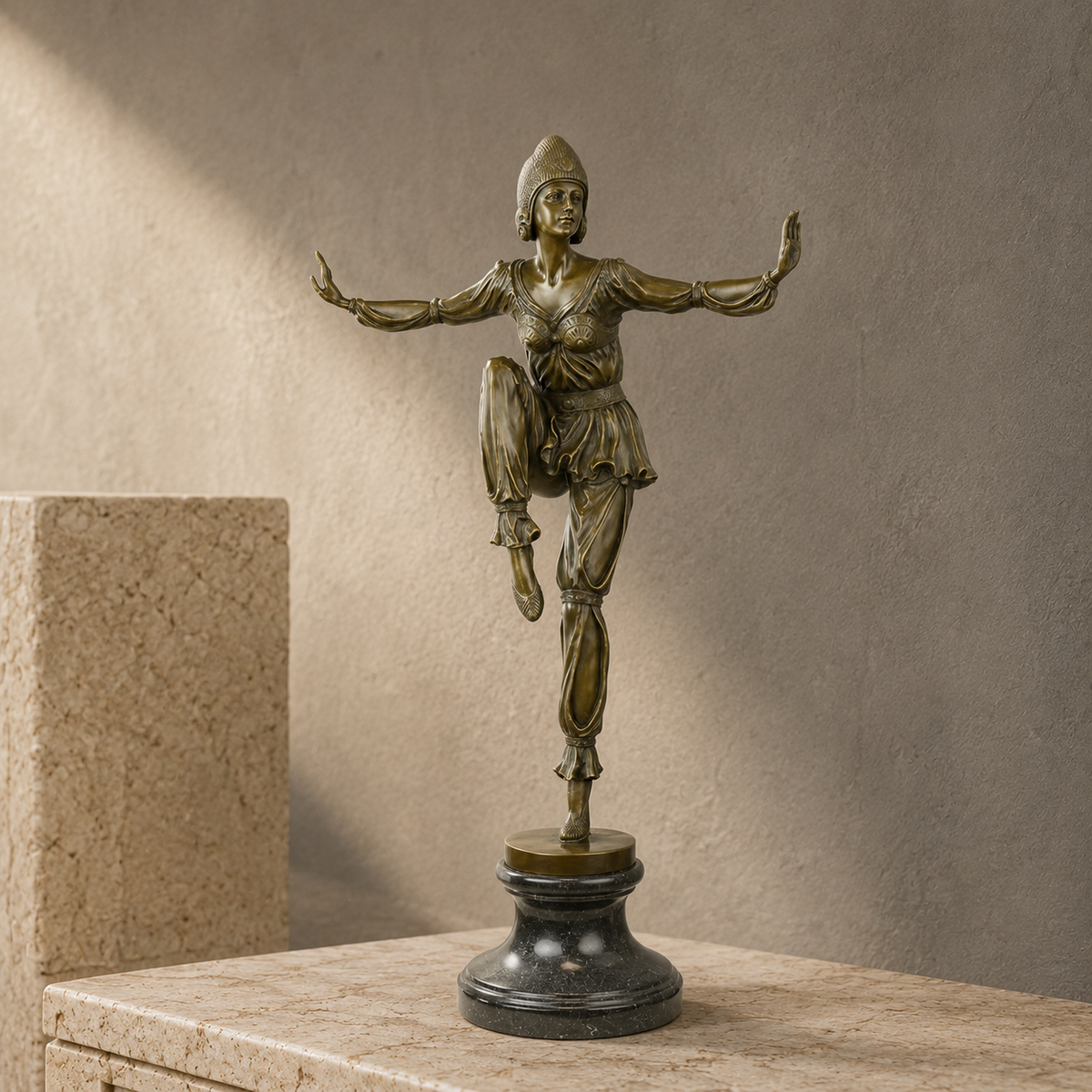 Danseuse orientale en bronze patiné style Art Déco