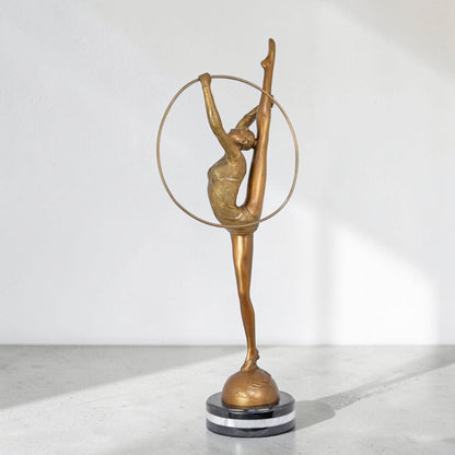 Sculpture bronze Art Déco danseuse gymnaste au cerceau