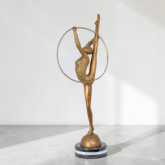 Sculpture bronze Art Déco danseuse gymnaste au cerceau
