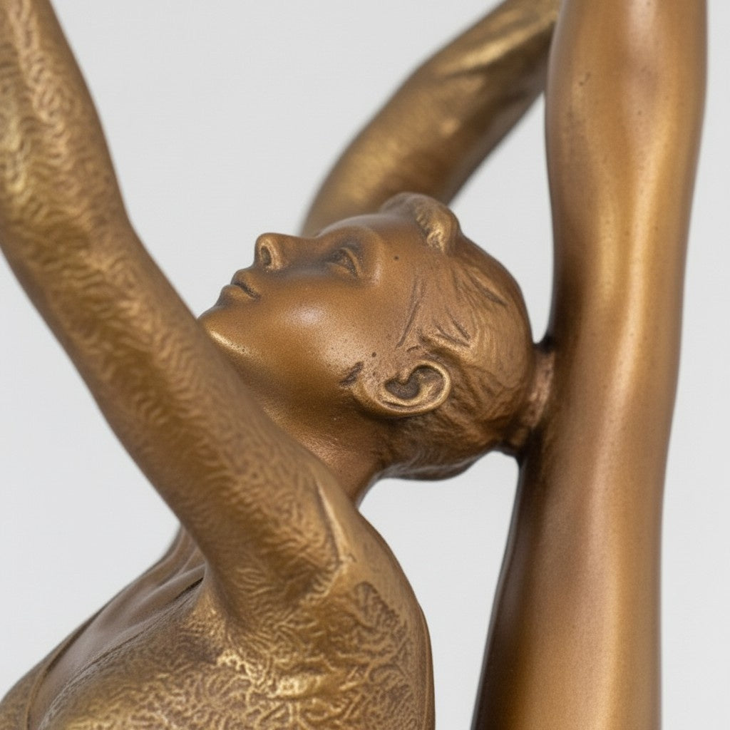 Sculpture bronze Art Déco danseuse gymnaste au cerceau, vue 3