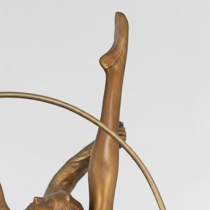 Sculpture bronze Art Déco danseuse gymnaste au cerceau, vue 11