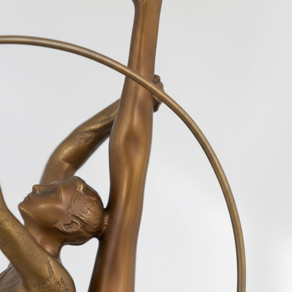 Sculpture bronze Art Déco danseuse gymnaste au cerceau, vue 12