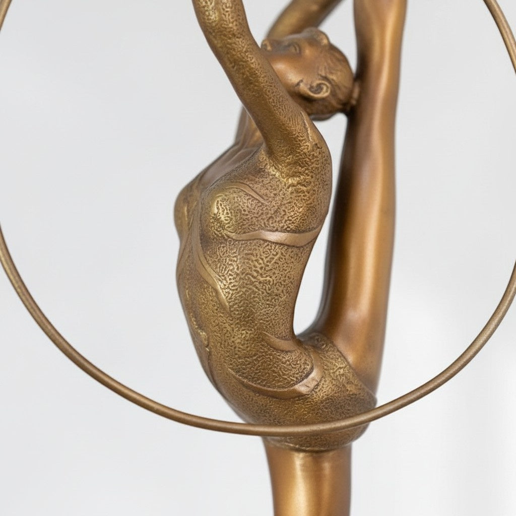 Sculpture bronze Art Déco danseuse gymnaste au cerceau, vue 14