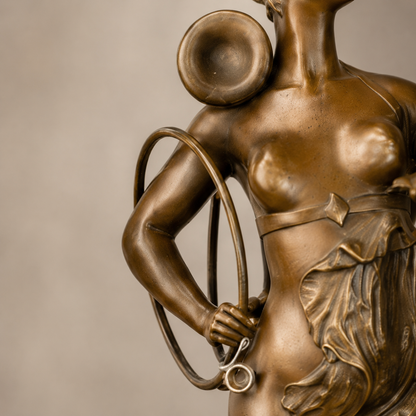 Diane chasseresse en bronze patiné sur socle en marbre, vue 3
