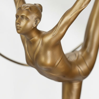Sculpture bronze doré gymnaste au cerceau sur socle marbre, vue 6