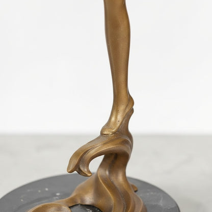 Sculpture bronze doré gymnaste au cerceau sur socle marbre, vue 11