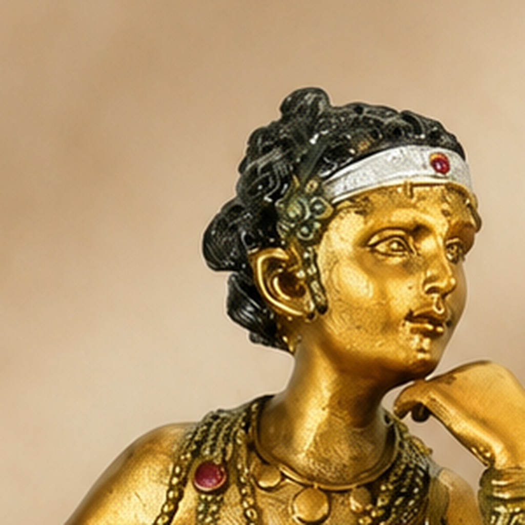 Femme orientale assise sur chaise curule, bronze polychrome, vue 2