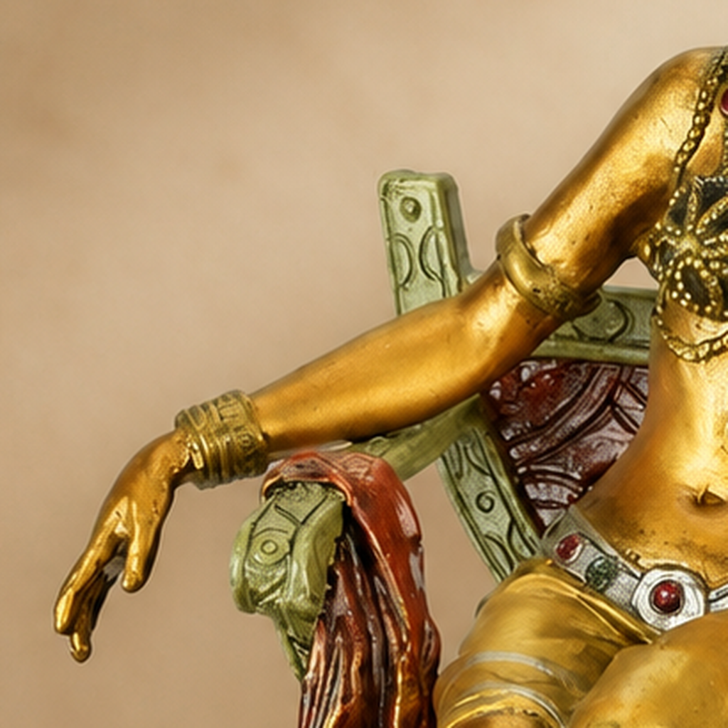 Femme orientale assise sur chaise curule, bronze polychrome, vue 4