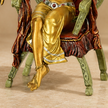 Femme orientale assise sur chaise curule, bronze polychrome, vue 7