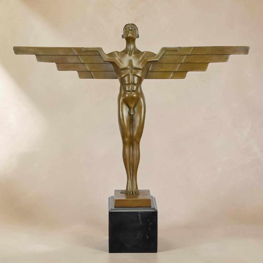 Icare ailé, sculpture en bronze patiné style Art Déco, vue 4