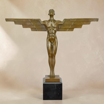 Icare ailé, sculpture en bronze patiné style Art Déco, vue 4