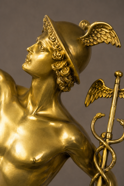 Mercure volant en bronze doré sur socle marbre noir, vue 4