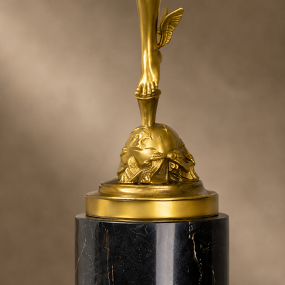 Mercure volant en bronze doré sur socle marbre noir, vue 7