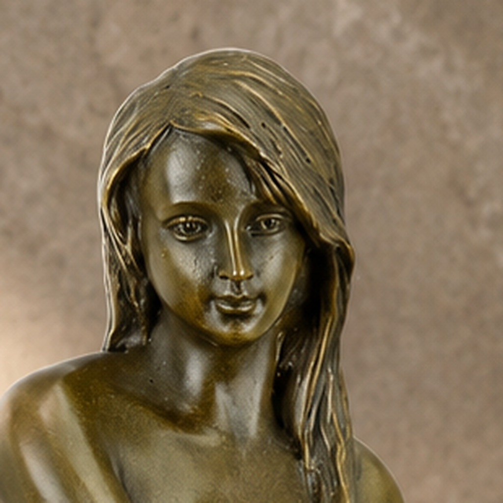 Nu féminin assis en bronze patiné sur socle marbre, vue 2
