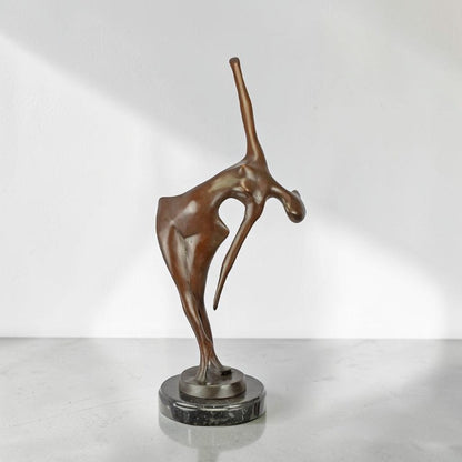 Sculpture bronze nu féminin stylisé sur socle marbre