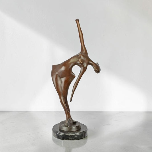 Sculpture bronze nu féminin stylisé sur socle marbre