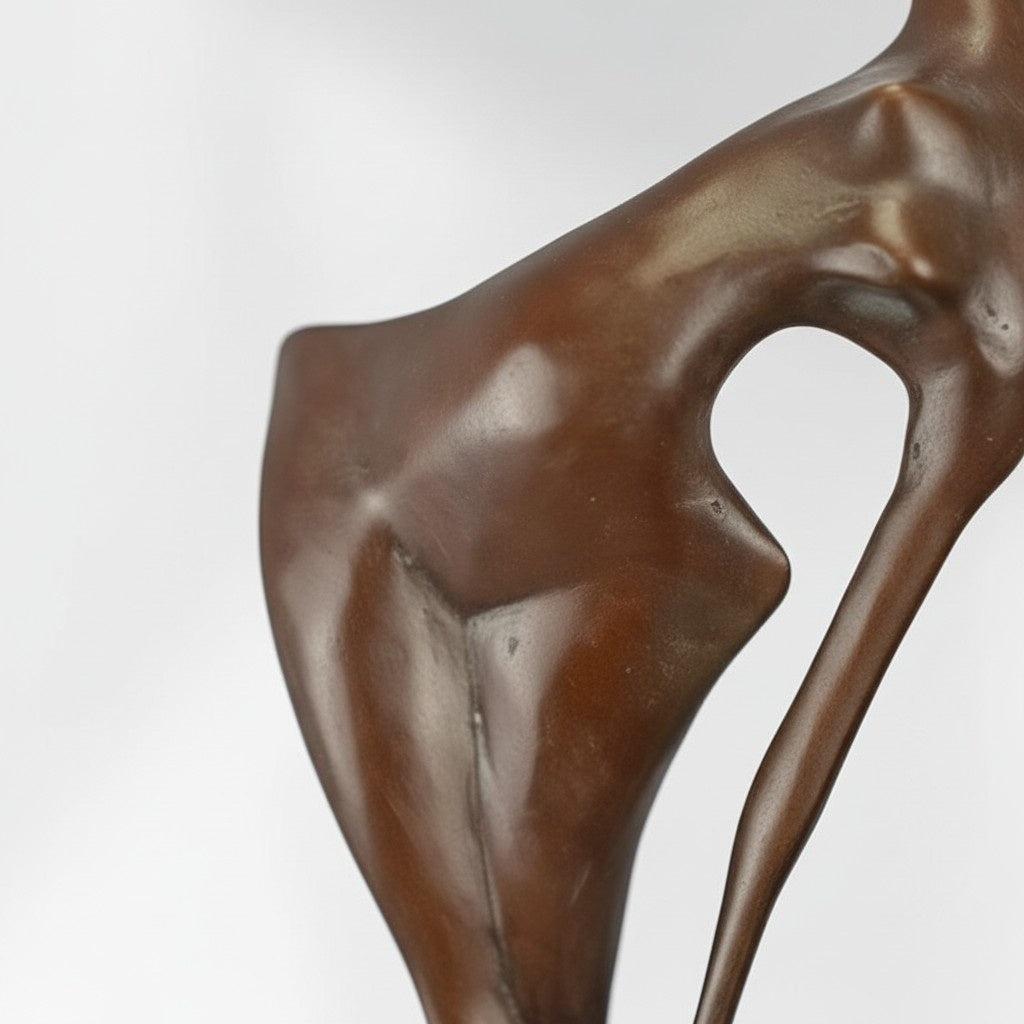 Sculpture bronze nu féminin stylisé sur socle marbre, vue 6