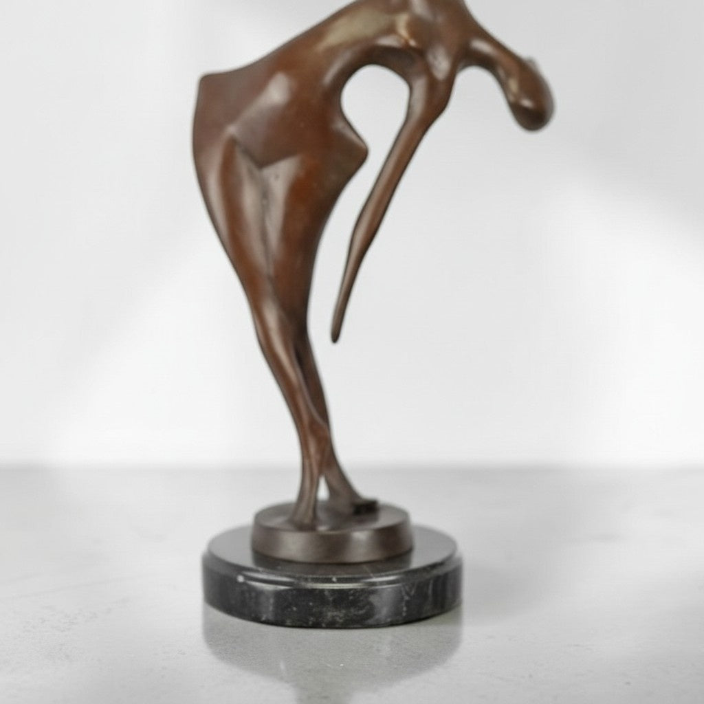 Sculpture bronze nu féminin stylisé sur socle marbre, vue 8