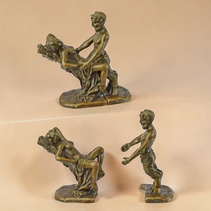 Paire de bronzes érotiques Satyre et Nymphe, scène mythologique, vue 5