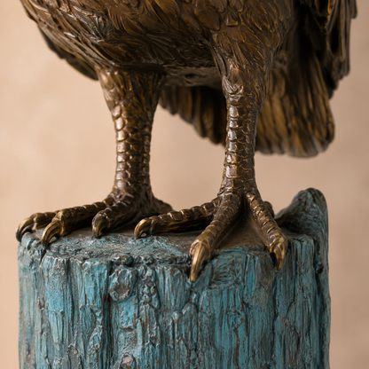 Paire de pélicans en bronze sur pieux, patine brune et vert-de-gris, vue 5