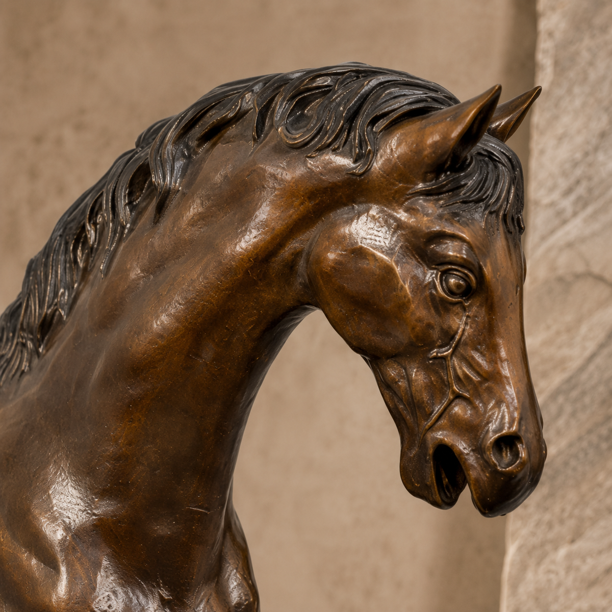 Paire de sculptures de chevaux en bronze patiné brun, vue 3