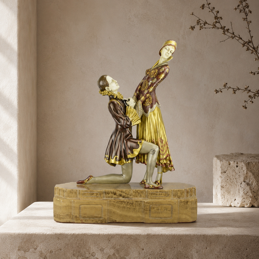 Sculpture Art Déco Couple de Danseurs en Bronze Polychrome