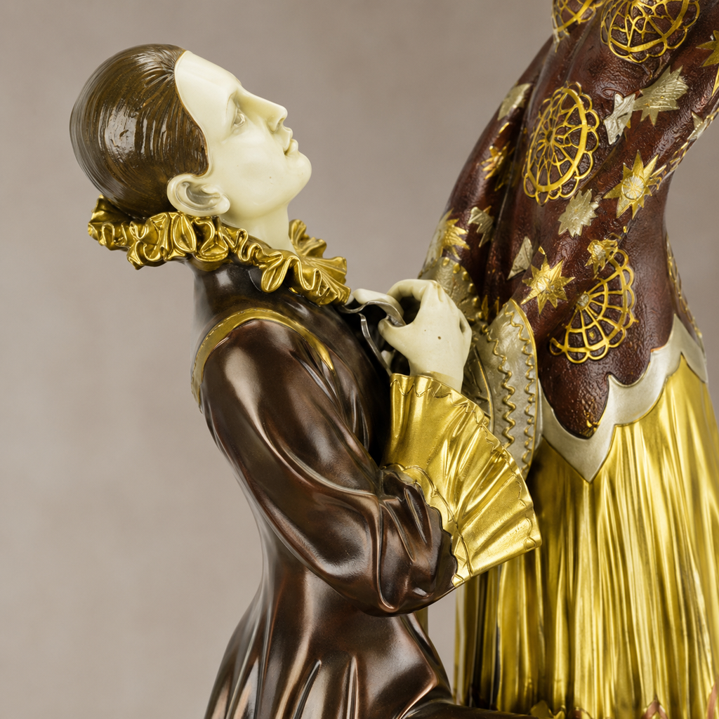 Sculpture Art Déco Couple de Danseurs en Bronze Polychrome, vue 3