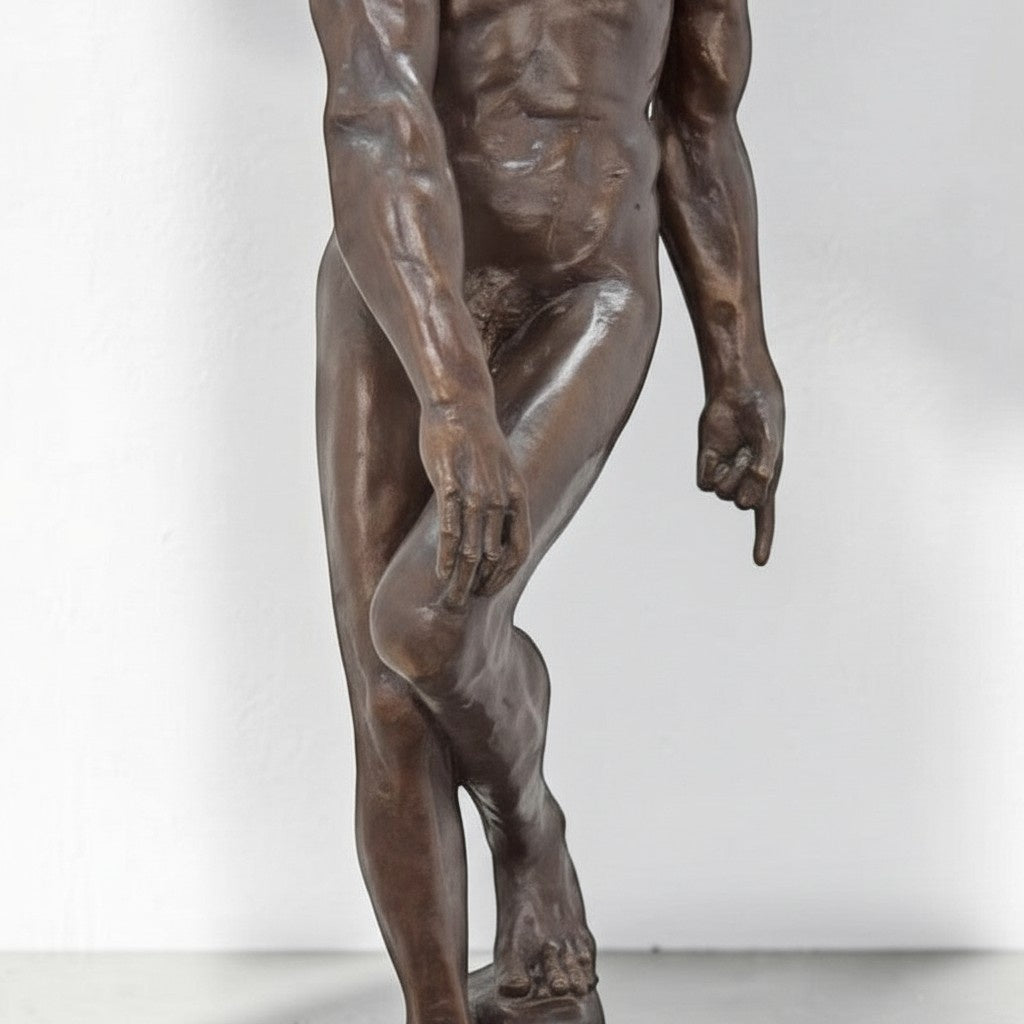 Sculpture en bronze Adam d'après Rodin sur socle marbre, vue 3