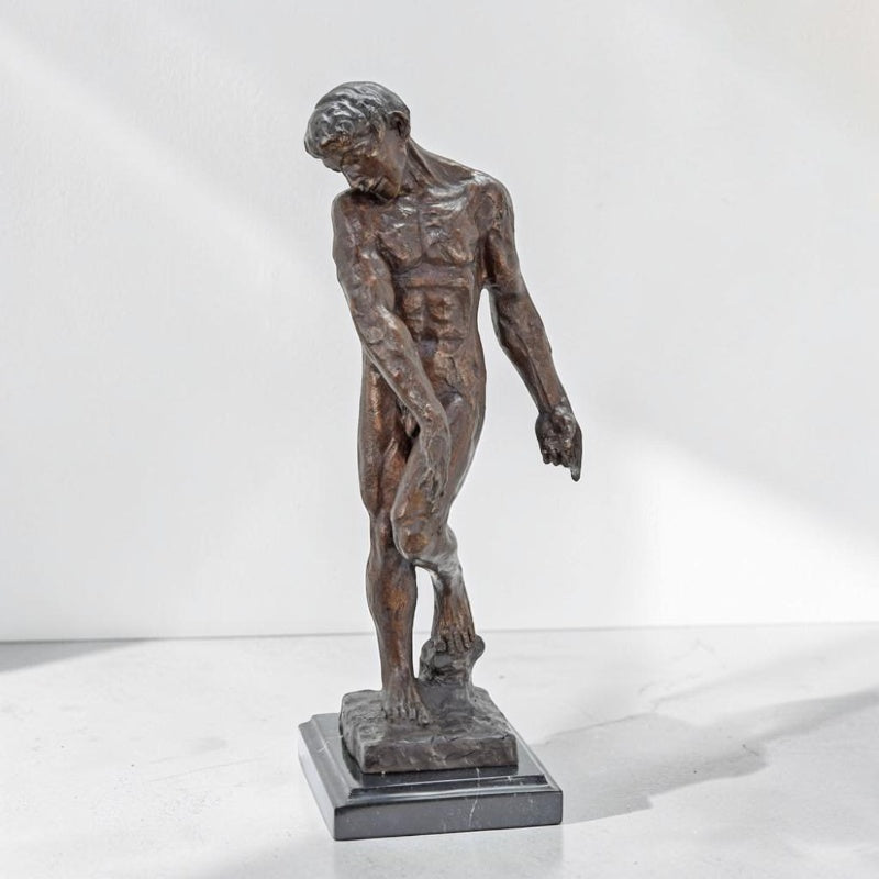 Sculpture bronze Adam d'après Rodin sur socle marbre