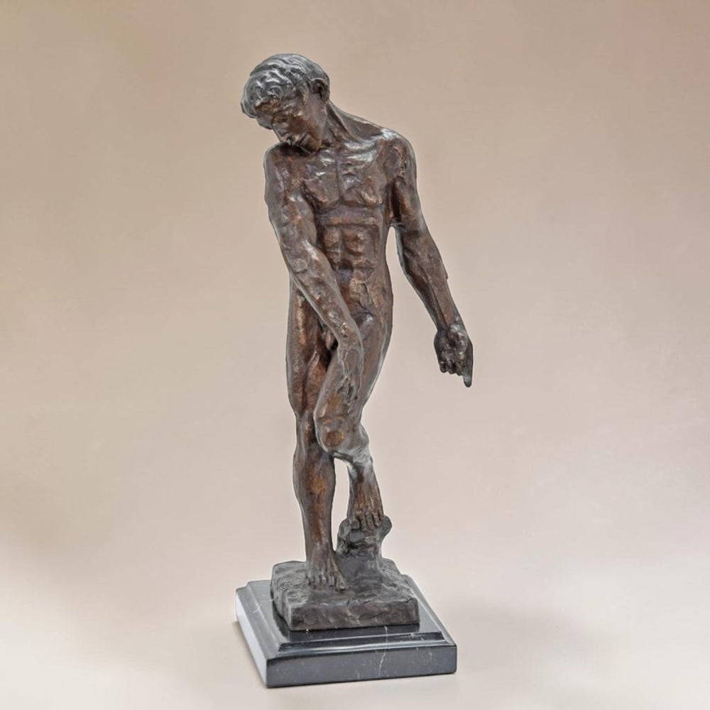 Sculpture bronze Adam d'après Rodin sur socle marbre, vue 4