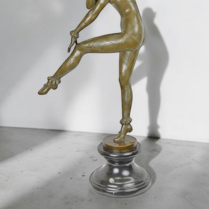 Sculpture en bronze Arlequine dansante sur socle marbre, vue 3