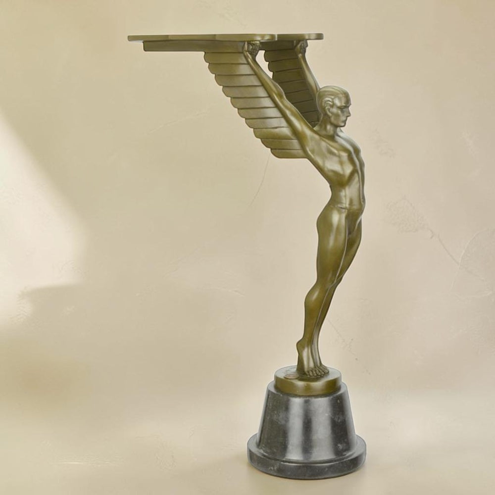 Sculpture Bronze Art Déco Icare aux Ailes Déployées, vue 4