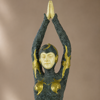 Sculpture bronze Art Déco danseuse aux soleils sur marbre, vue 2