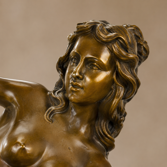 Sculpture bronze Art Déco danseuse nue aux anneaux, vue 2