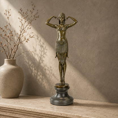 Sculpture bronze Art Déco danseuse orientale aux bras levés