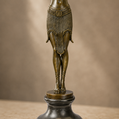 Sculpture bronze Art Déco danseuse orientale aux bras levés, vue 4