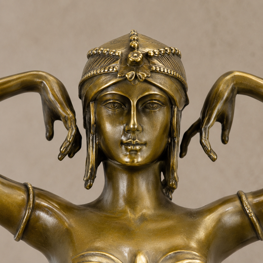 Sculpture bronze Art Déco danseuse orientale sur marbre, vue 2