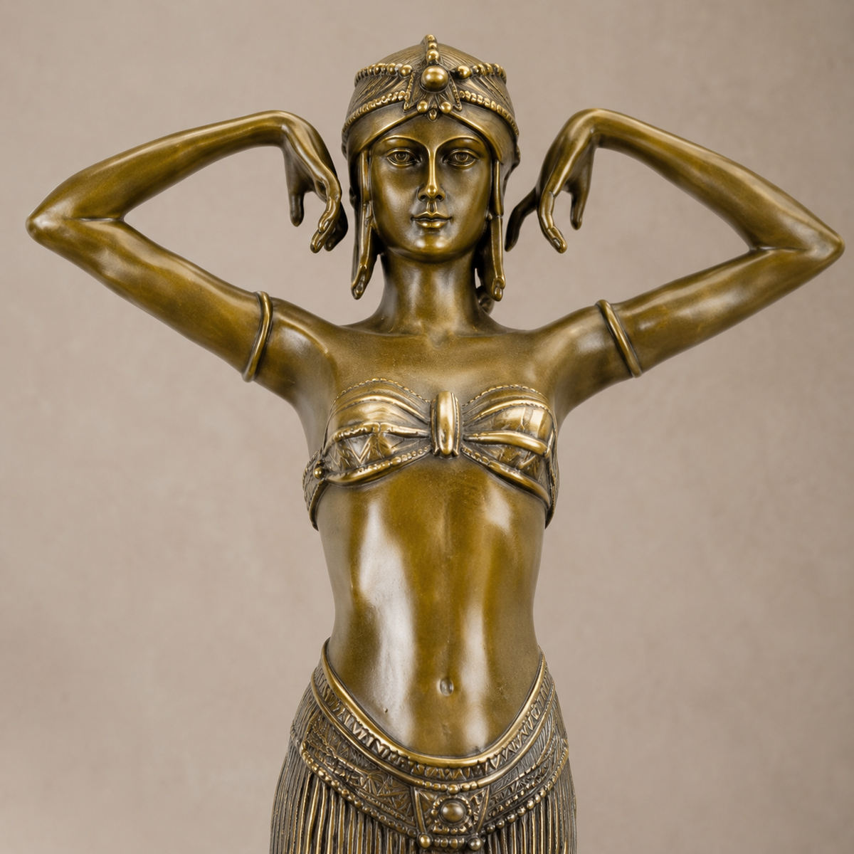 Sculpture bronze Art Déco danseuse orientale sur marbre, vue 3