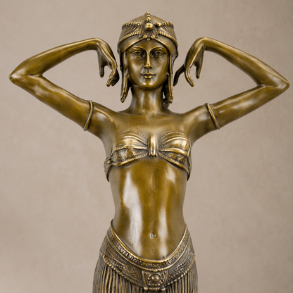Sculpture bronze Art Déco danseuse orientale sur marbre, vue 3